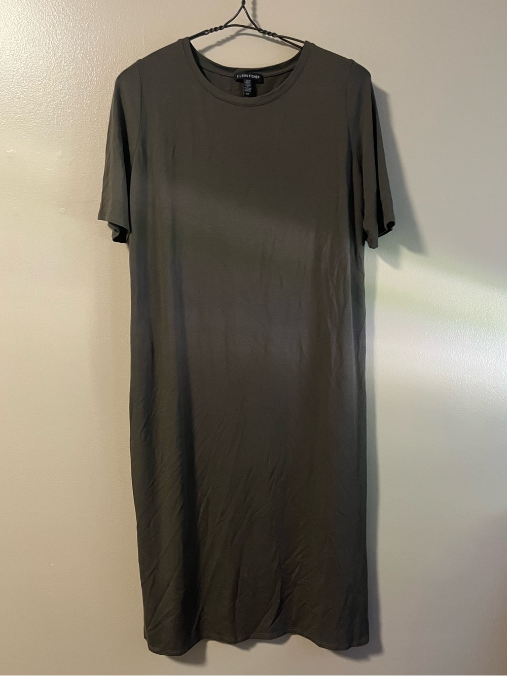 Eileen Fisher Green Boxy Midi T-Shirt Dress Small